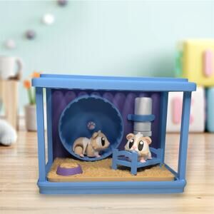 3D Printed Guinea Pig Cage Diorama – Miniature Pet Habitat Set & 4 Guinea Pigs